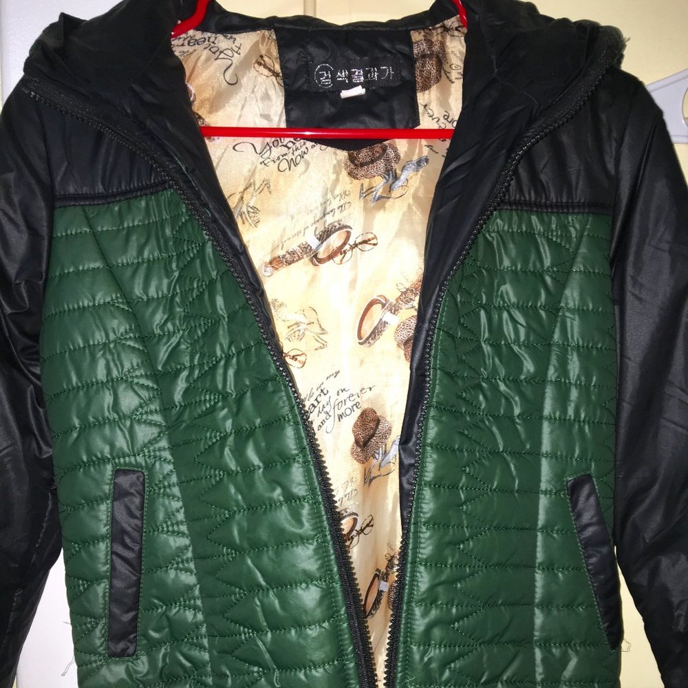 Women Green Zip-Up Puffer Jacket